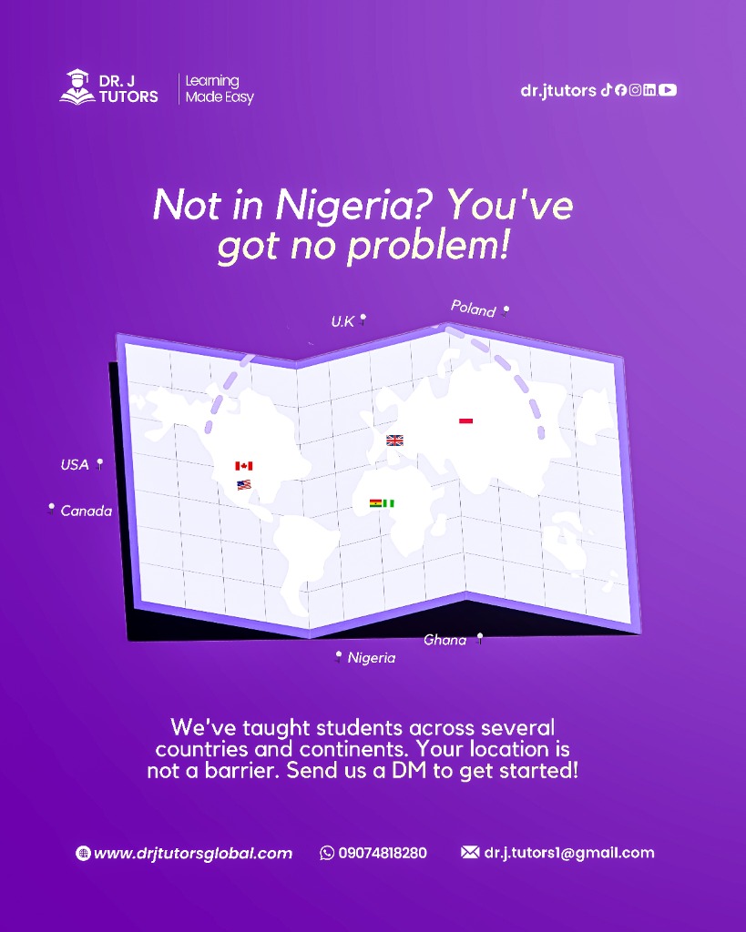 Not in Nigeria Online Tutoring Flyer - Dr. J Tutors