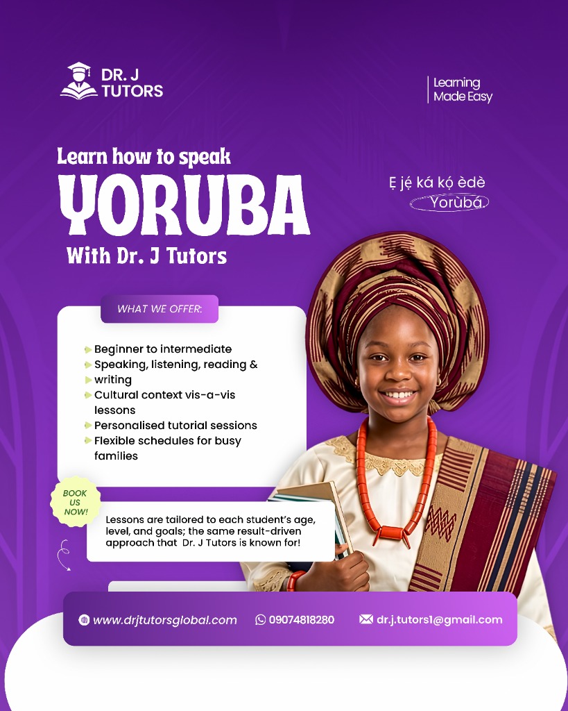 Learn Yoruba Language Classes Flyer - Dr. J Tutors