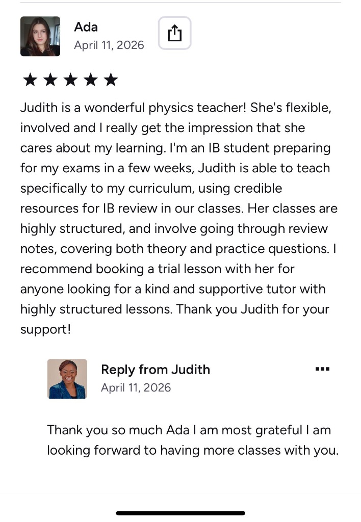 Student Review Screenshot - Ada Physics