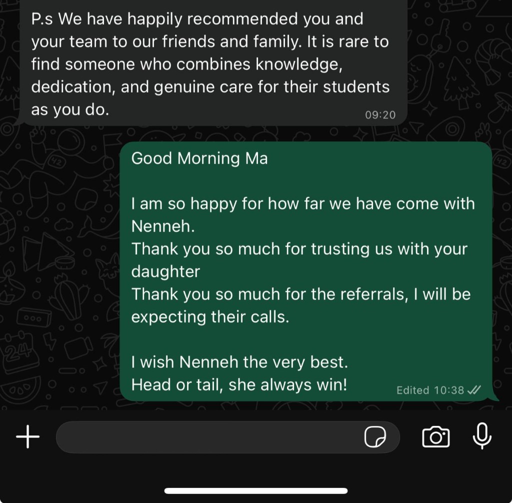 Student Review Screenshot - Nenneh GCSE Gratitude Part 2